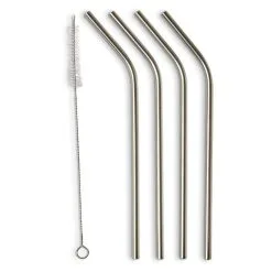 Sugerør Rustfrit Stål Med Knæk Inkl. Børste 4 Stk.