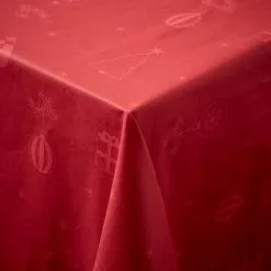 Nordisk Tekstil Damask Dug Juletid Rød 140 X 320 Cm