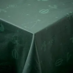 Nordisk Tekstil Damask Dug Juletid Grøn 140 X 270 Cm