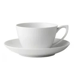 Royal Copenhagen Hvid Riflet Kop Og Underkop 28 Cl.