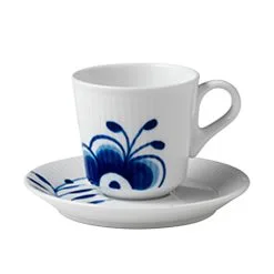 Royal Copenhagen Blå Mega Riflet Espresso Kop Og Underkop 9 Cl