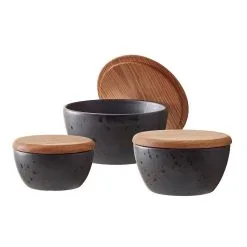 Bitz Skålesæt Med Låg 3 Størrelser Sort